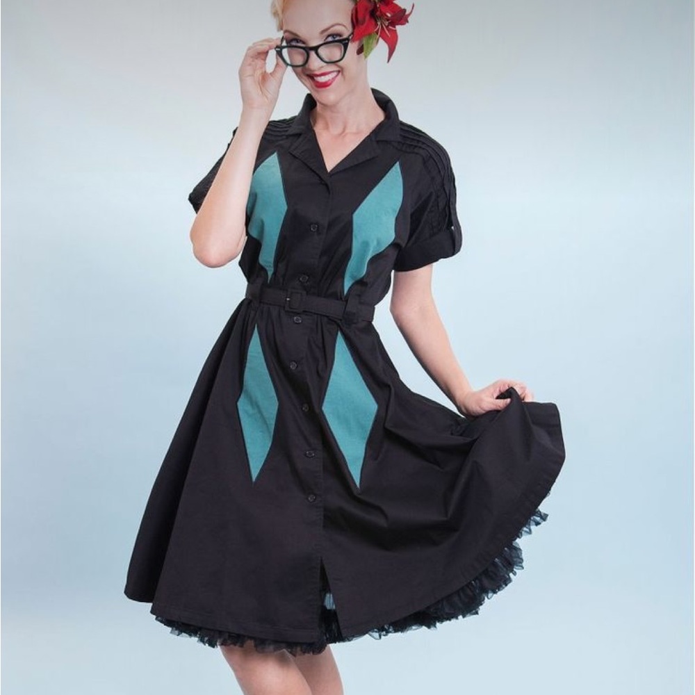 Retro Black and Teal Dress